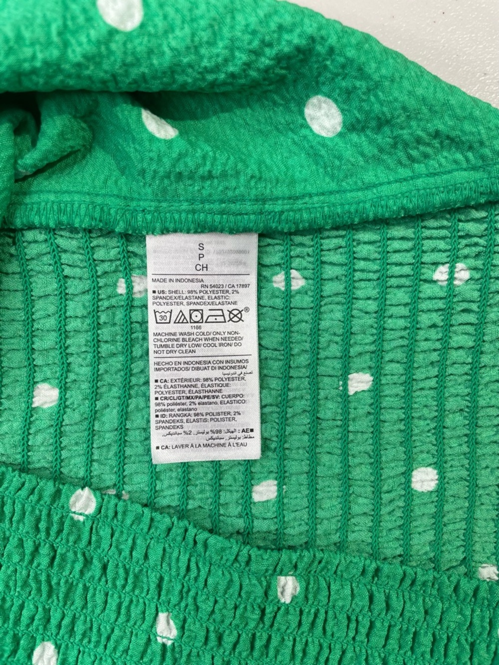 NWT Old Navy Small Green Polka Dot Tie-Shoulder Corset-Style Cami & Smocked Back - Picture 6 of 6